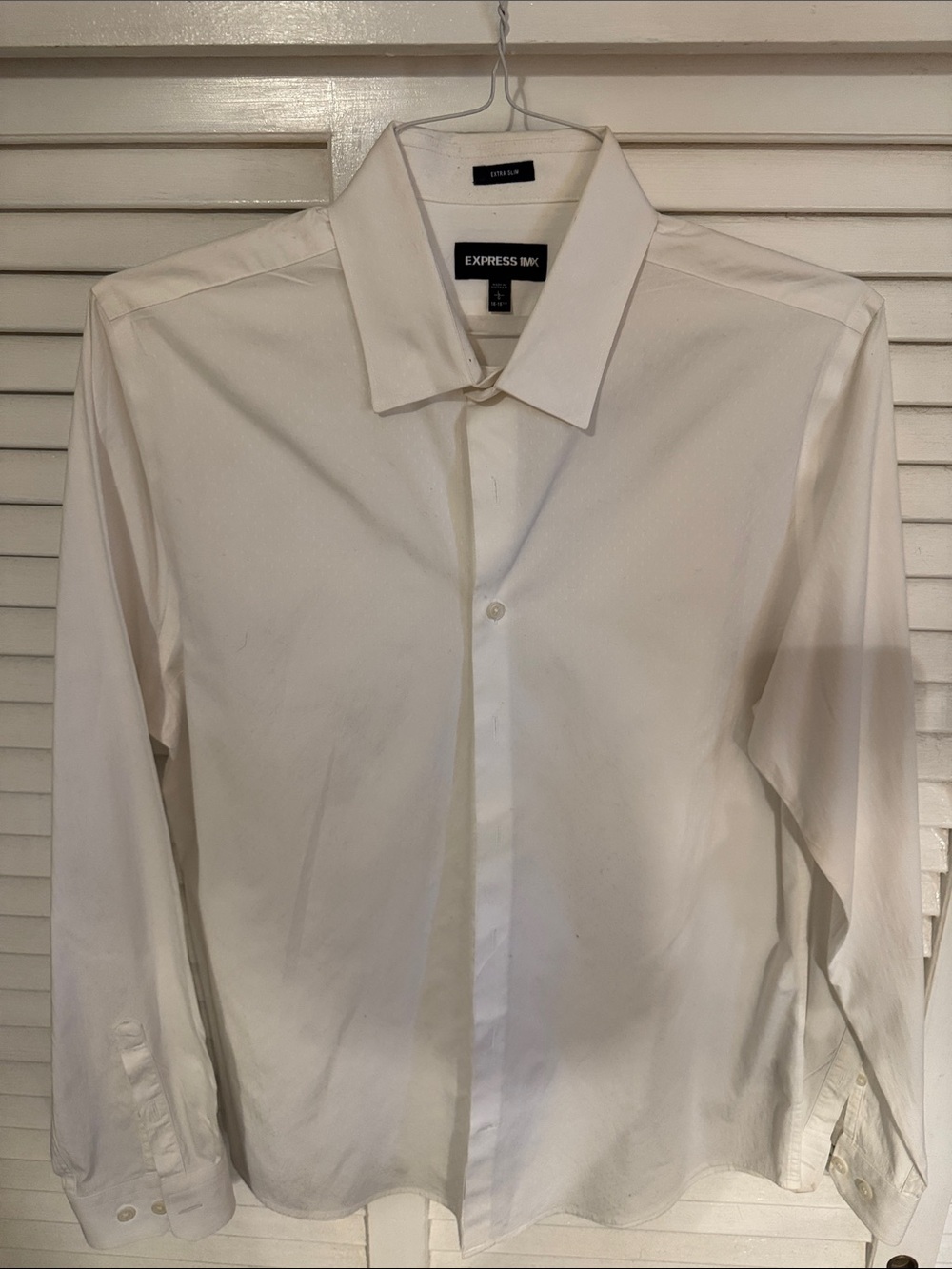 Express Men’s White Dress Shirt - Spread Collar Long Sleeve